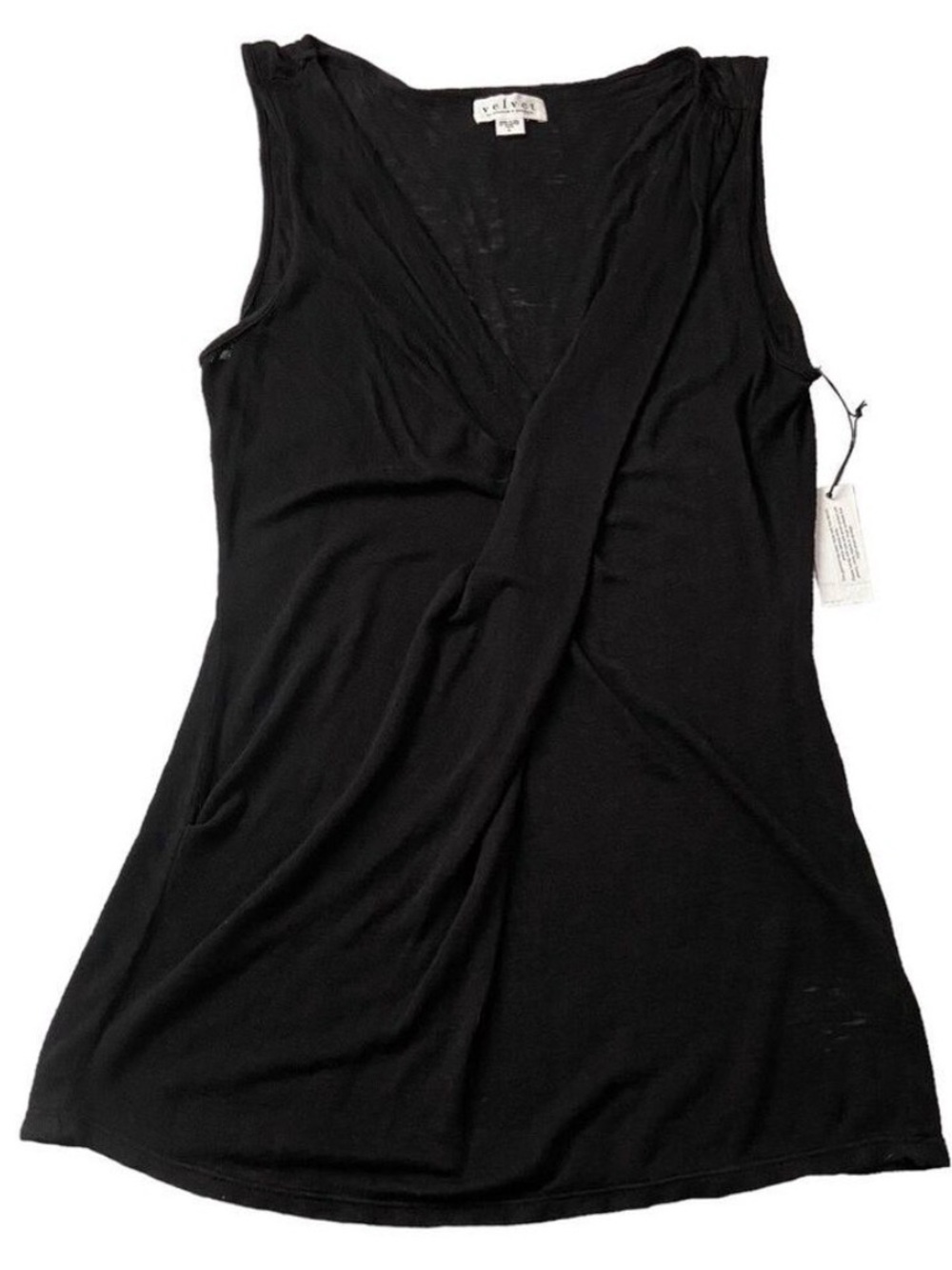 VELVET Graham & Spencer black top sleeveless jersey made USA Large,